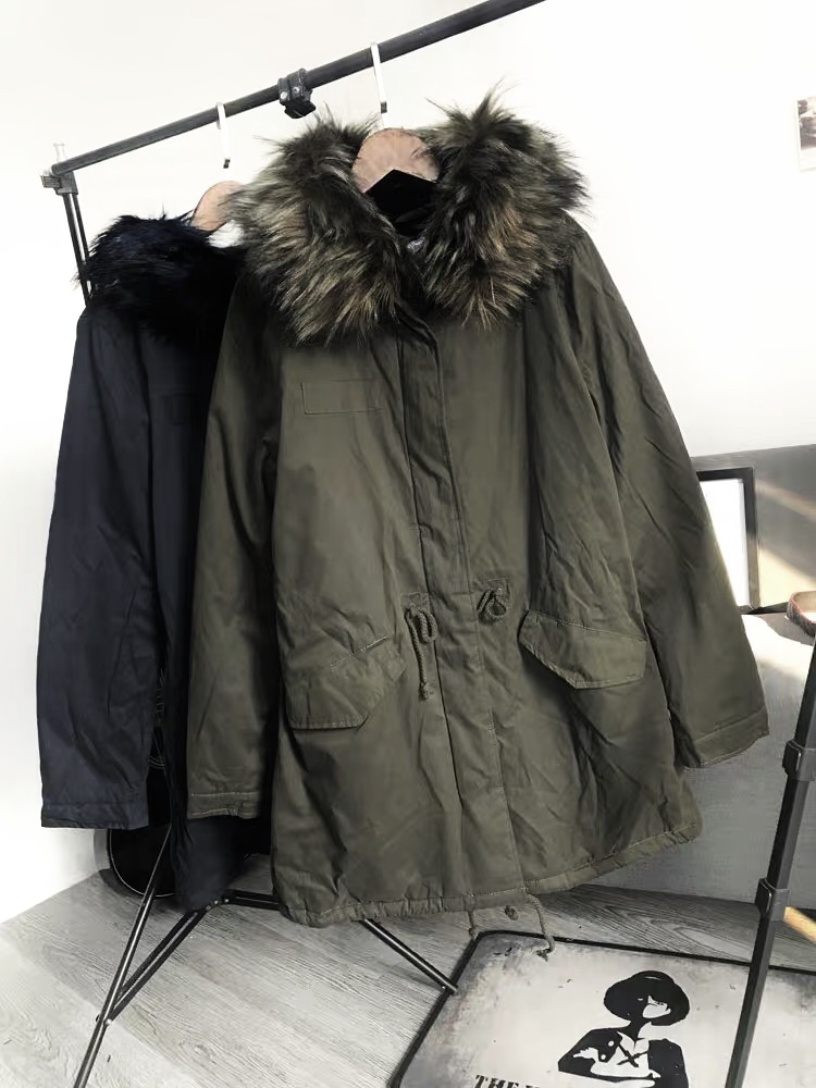 Nice&chic เสื้อโค้ทฮูท กันหนาว เสื้อParka สีเขียวแต่งขนเฟอร์ (เฟอร์ถอดได้คะ) งานสวย บุนวมอุ่น ใส่ติดลบได้เลยคะ Size L/XL/XXL สำเนา เขียว