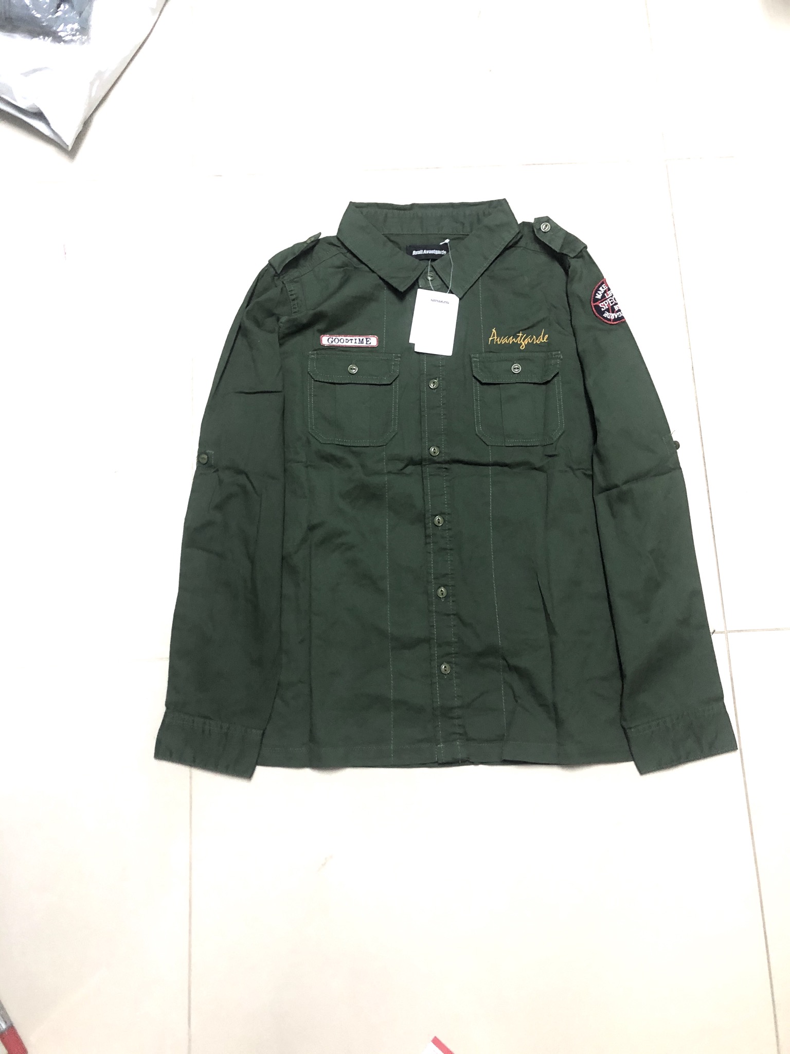 Avail Avantgarde เสื้อเขียวทหาร เสื้อนอก เสื้อเชิ้ตเขียวทหาร แนวทหาร แบรนด์ Avail Avantgarde(Japan)แพทเทินสวย เท่ห์มาก คะ เขียว