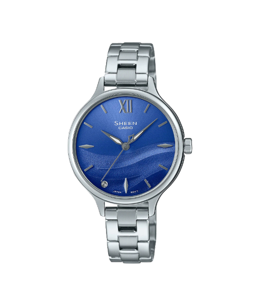 CASIO SHEEN นาฬิกาข้อมือ นาฬิกากันน้ำ นาฬิกาของแท้ ประกันศูนย์ CMG 1 ปี รุ่น SHE-4550D-2B นาฬิกาสีเงิน