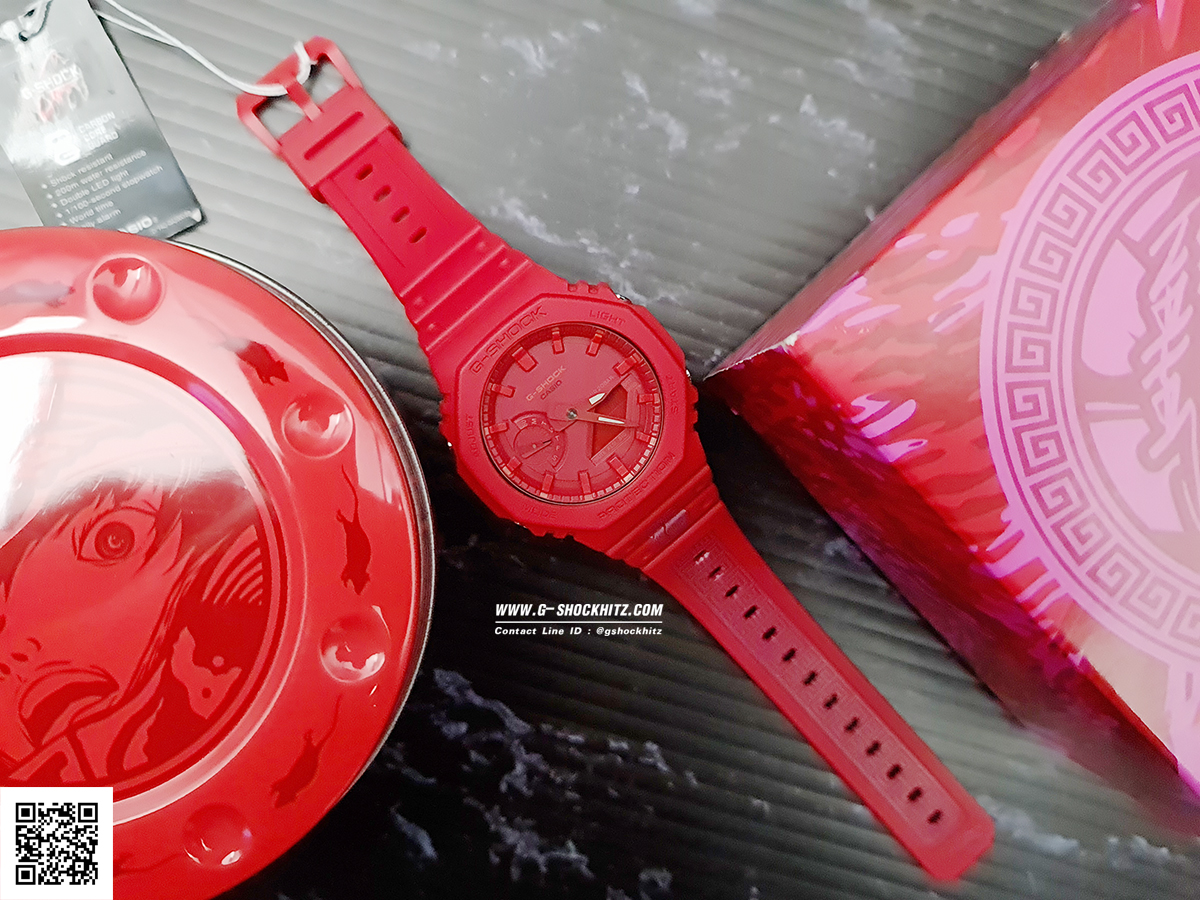 CASIO MID YEAR SALE G-SHOCK พร้อมส่ง นาฬิกาข้อมือ นาฬิกากันน้ำ นาฬิกาของแท้ ประกันศูนย์ CMG 1 ปี รุ่น GA-2100CNY-4 นาฬิกาสีแดง