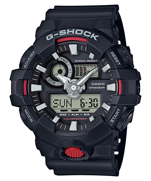 CASIO MID YEAR SALE G-SHOCK นาฬิกาข้อมือ นาฬิกากันน้ำ นาฬิกาของแท้ ประกันศูนย์ CMG 1 ปี รุ่น GA-700-1A นาฬิกาสีดำ