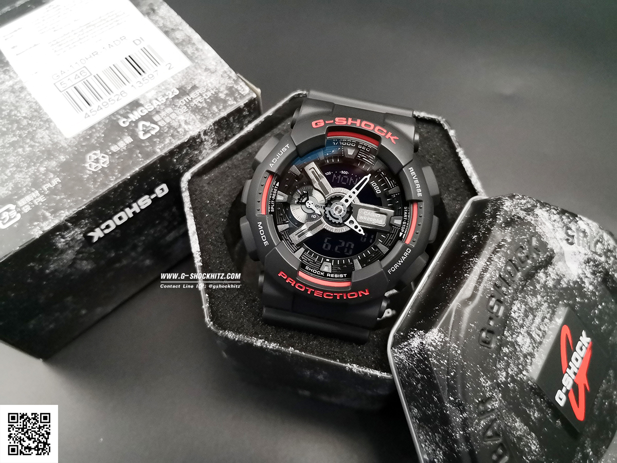 CASIO MID YEAR SALE G-SHOCK นาฬิกาข้อมือ นาฬิกากันน้ำ นาฬิกาของแท้ ประกันศูนย์ CMG 1 ปี รุ่น GA-110HR-1A นาฬิกาสีดำ