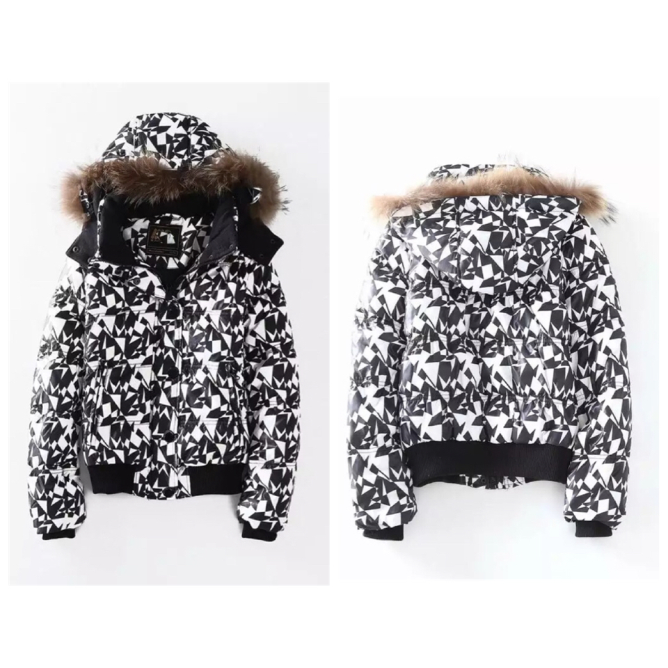 เสื้อกันหนาว ขนเป็ด กันหนาว ฮูทเฟอร์ สีขาวดำ แบรนด์ M.POLAR BY METERBONWE งานสวย พรีเมี่ยมเกรด(ฮูท-เฟอร์ แยกถอดได้ทุกชิ้นคะ) Size S/ M/L