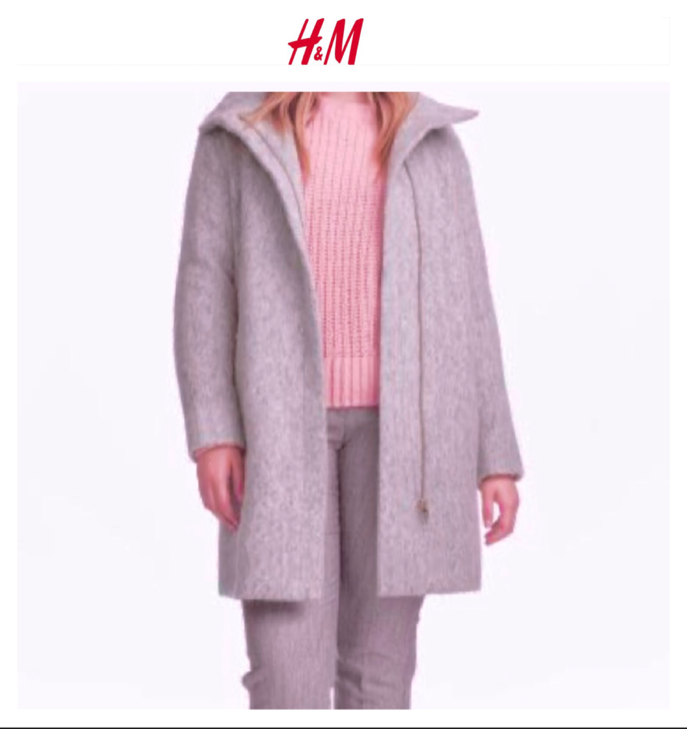 เสื้อโค้ท เสื้อกันหนาว เนื้อผ้าสักหลาด สีม่วงอ่อน แบรนด์ H&M