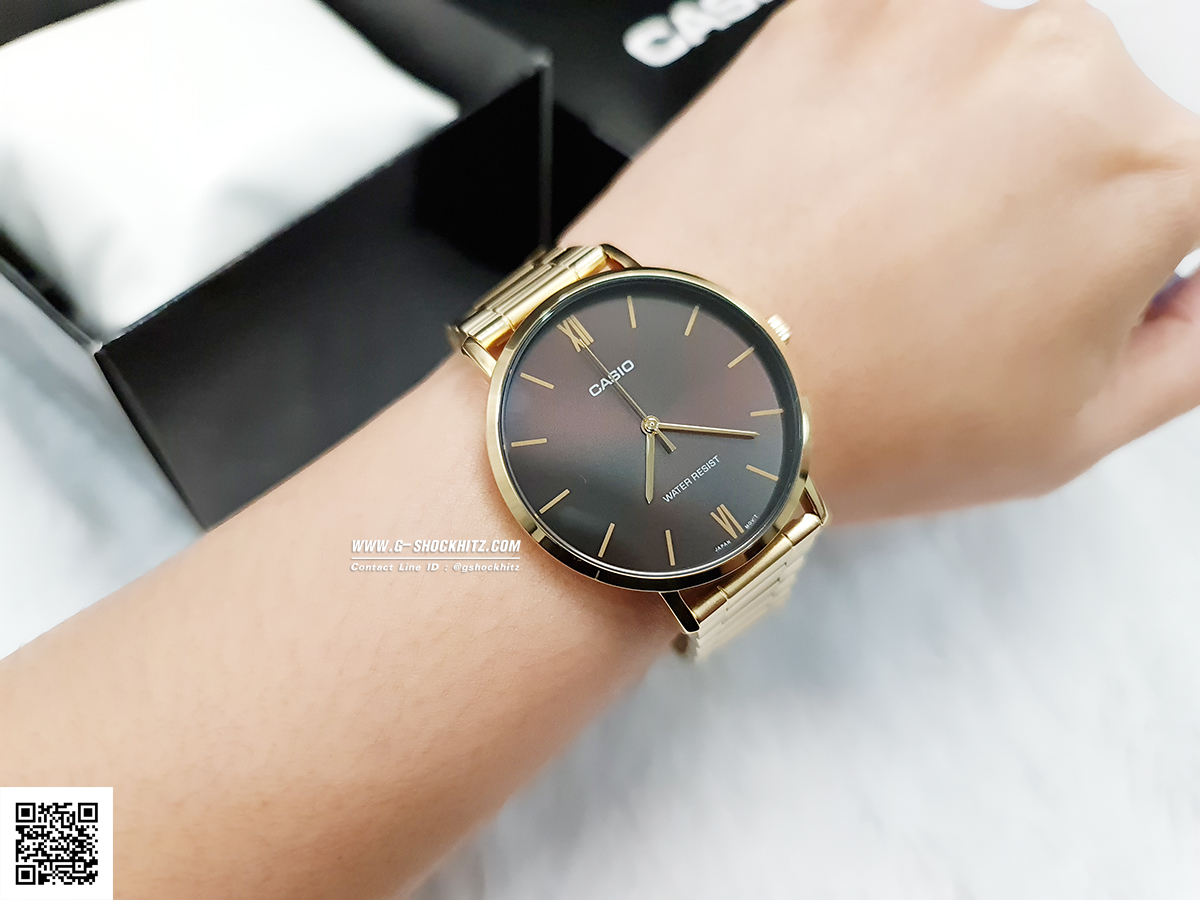 CASIO MID YEAR SALE นาฬิกาคาสิโอ พร้อมส่ง นาฬิกาข้อมือ นาฬิกากันน้ำ นาฬิกาของแท้ BTS ประกันศูนย์ CMG 1 ปี รุ่น MTP-VT01G-5B นาฬิกาสีทอง
