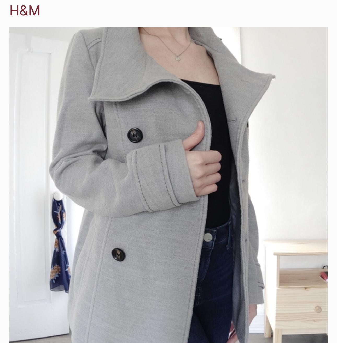 เสื้อโค้ท เสื้อกันหนาว เนื้อผ้าสักหลาด สีเทา แบรนด์ H&M