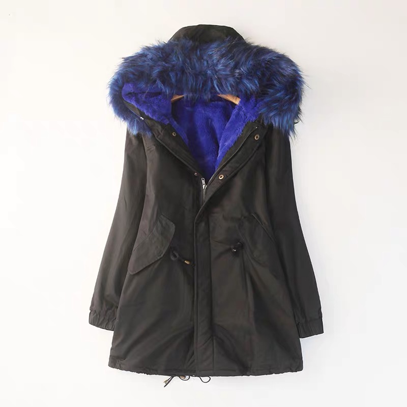 เสื้อโค้ทฮู้ดกันหนาว เสื้อปาร์กา parka แต่งเฟอร์ ดำ