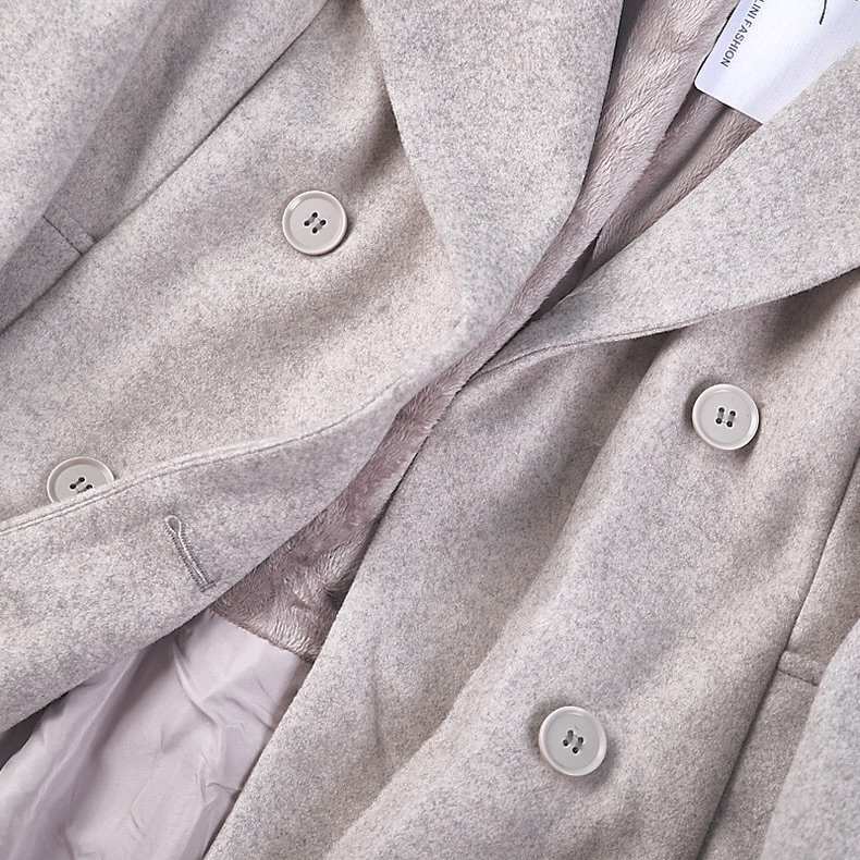 เสื้อโค้ท โค้ทวูลแต่งเฟอร์ เสื้อกันหนาว Trench coat สีเทา แบรนด GIADA
