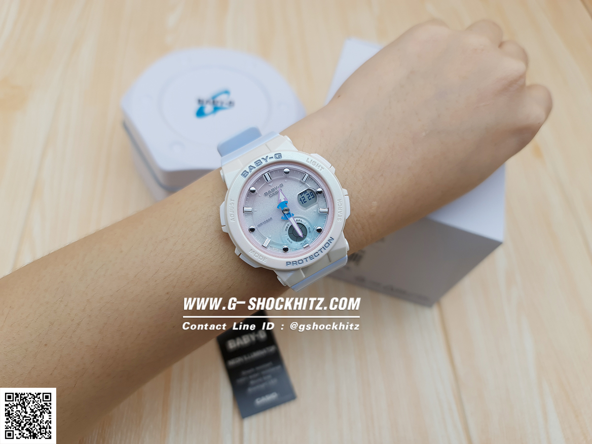 CASIO BABY-G นาฬิกาข้อมือ นาฬิกากันน้ำ นาฬิกาของแท้ ประกันศูนย์ CMG 1 ปี รุ่น BGA-250-7A3 นาฬิกาสีขาว