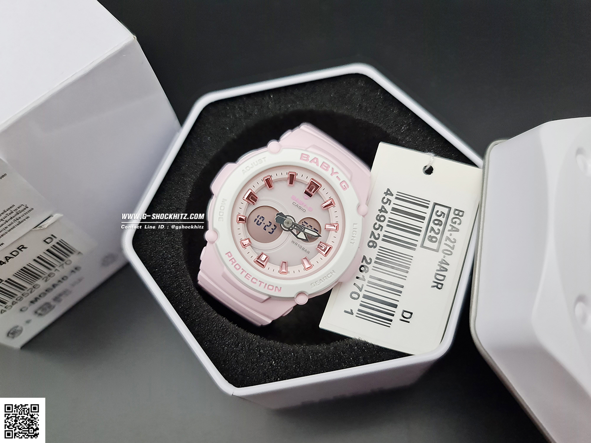 CASIO BABY-G นาฬิกาข้อมือ นาฬิกากันน้ำ นาฬิกาของแท้ ประกันศูนย์ CMG 1 ปี รุ่น BGA-270-4A นาฬิกาสีชมพู