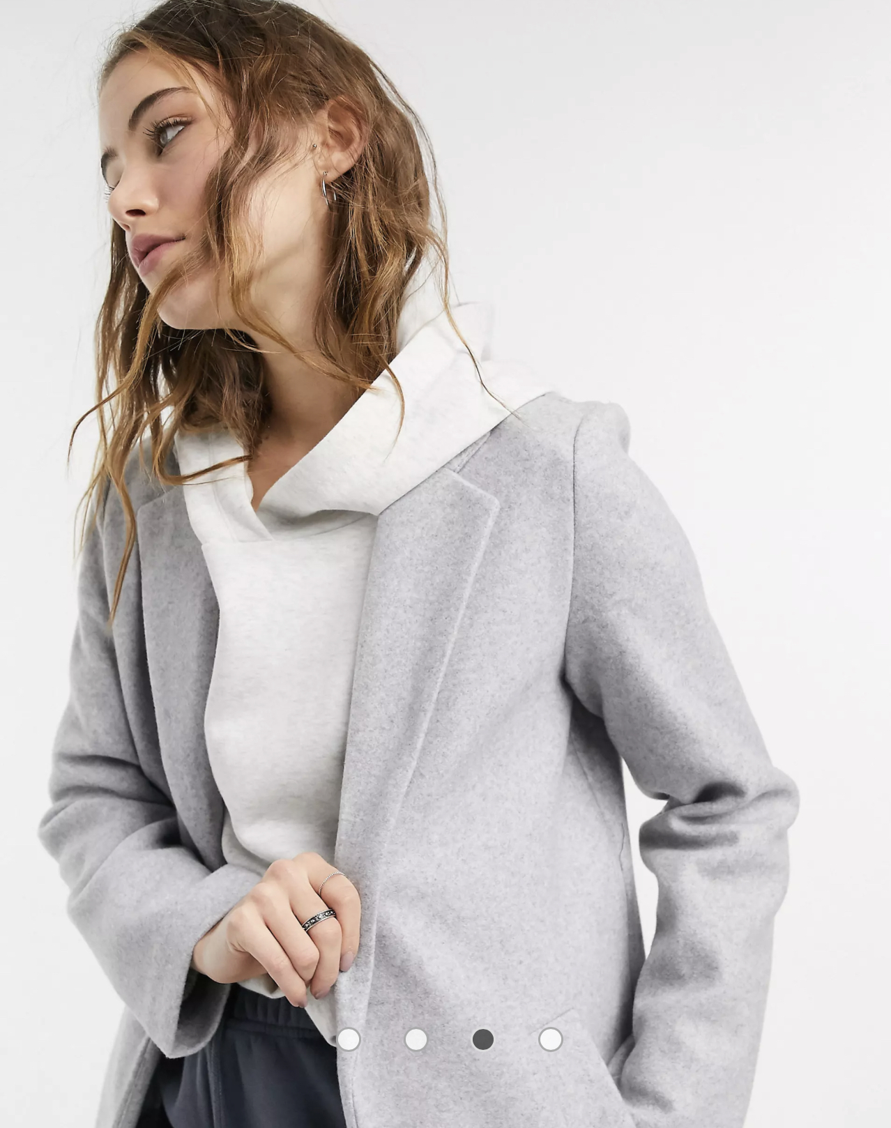 เสื้อโค้ท เสื้อโค้ทกันหนาว โค้ทวูล tailored knot coat สีเบจ แบรนด์ STRADIVARIUS สำเนา