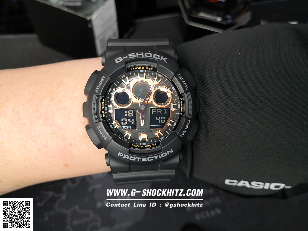 CASIO G-SHOCK นาฬิกาข้อมือ นาฬิกากันน้ำ นาฬิกาของแท้ ประกันศูนย์ CMG 1 ปี รุ่น GA-100MMC-1A นาฬิกาสีดำ