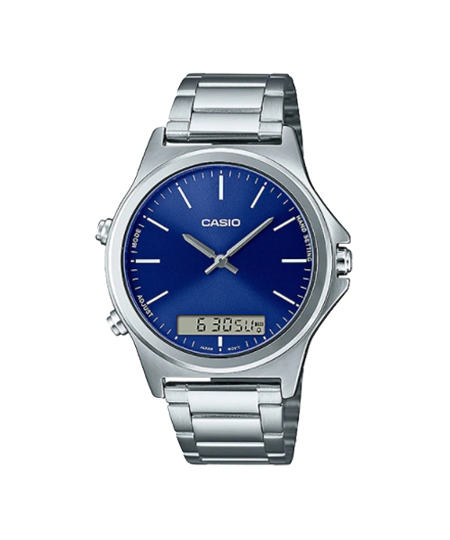 CASIO MID YEAR SALE นาฬิกาข้อมือ พร้อมส่ง นาฬิกากันน้ำ นาฬิกาของแท้ ประกันศูนย์ CMG 1 ปี รุ่น MTP-VC01D-2E นาฬิกาสีเงิน