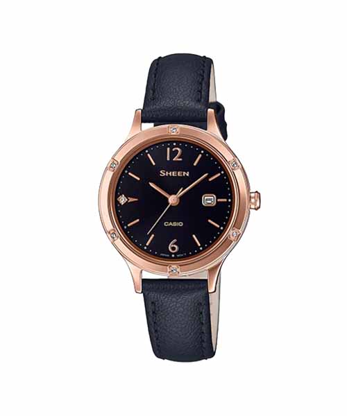 CASIO SHEEN นาฬิกาข้อมือ นาฬิกากันน้ำ นาฬิกาของแท้ ประกันศูนย์ CMG 1 ปี รุ่น SHE-4533PGL-1A นาฬิกาสีดำ