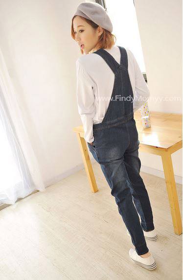 เอี๊ยมกางเกงยีนส์ มีสายปรับรอบท้อง ใส่ง่าย เข้ากับเสื้อทุกสี ท้อง/ไม่ท้องก็ใส่ได้