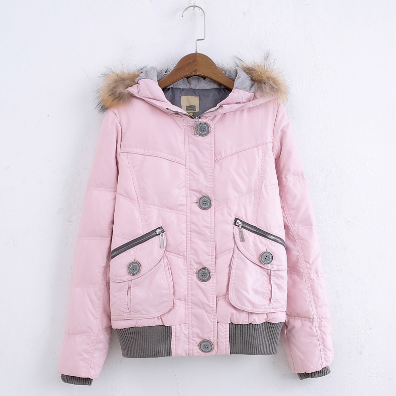 Etam เสื้อขนเป็ด เสื้อ กันหนาวขนเป็ด ขนห่าน (DOWNแท้100%) สีชมพู หมวกฮูท ติดขนเฟอร์ สีน้ำตาลเทาอ่อน แบรนด์เนม ETAM ฝรั่งเศส สวย สีหวาน น่ารักมากคะ สินค้าบางตัวโดนตัดป้ายนะคะ) Size S/M/L ชมพู