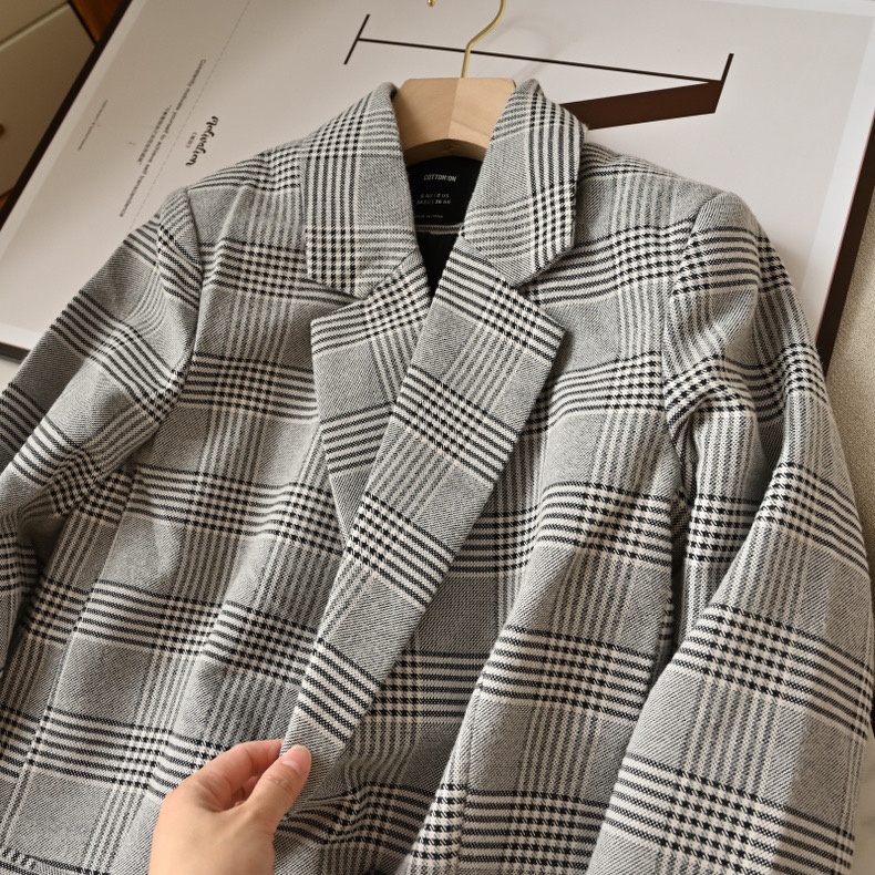 เสื้อโค้ท เสื้อคลุม ทรงสูท ลายตาราง checked plaid blazer gingerham เสื้อคลุม เบลเซอร์ Blazer check ❄️แบรนด์✨H&M✨ แท้💯% แบรนด์ สำเนา