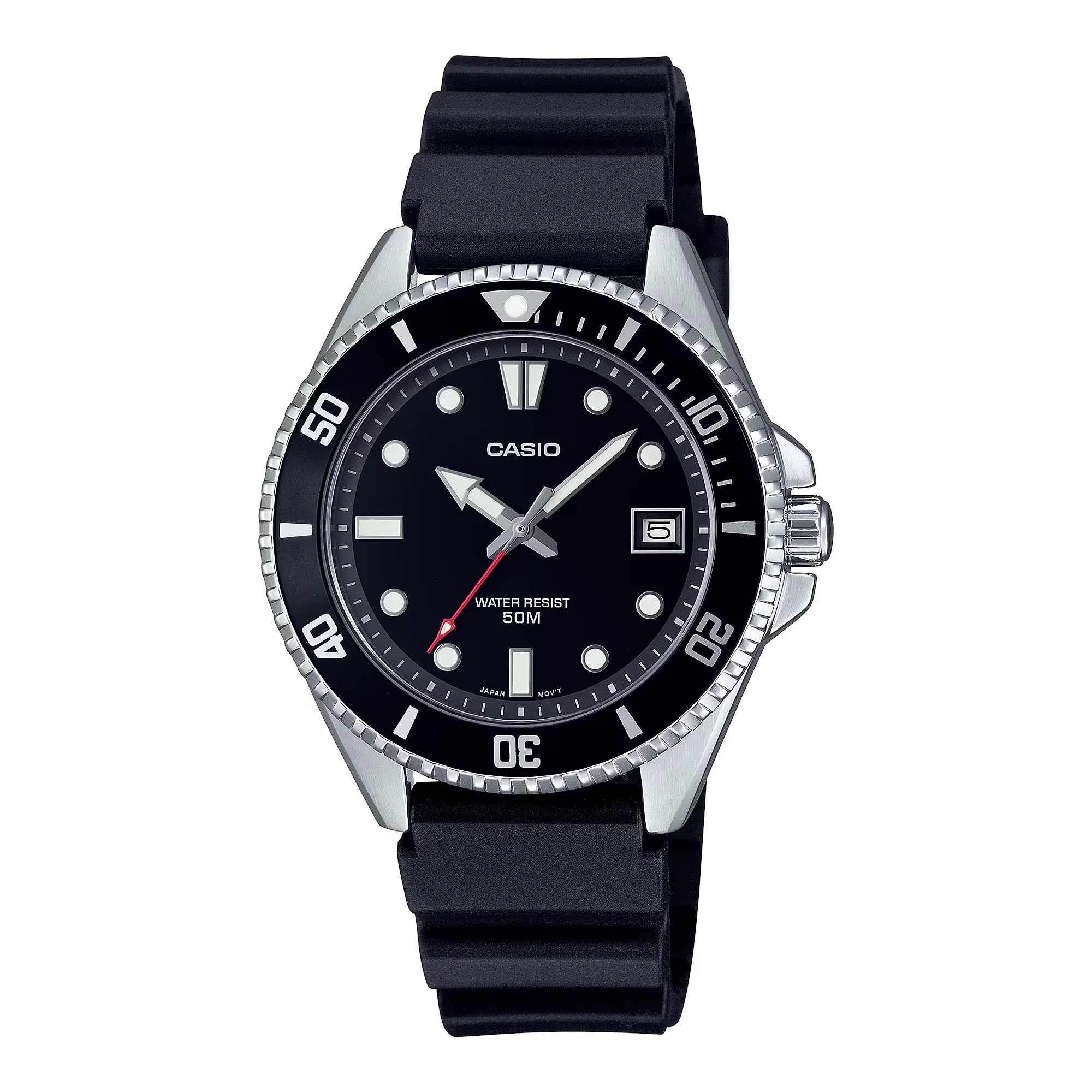 CASIO นาฬิกาคาสิโอ นาฬิกาข้อมือ นาฬิกากันน้ำ นาฬิกาของแท้ ประกันศูนย์ CMG 1 ปี รุ่น MDV-10-1A1 นาฬิกาสีดำ