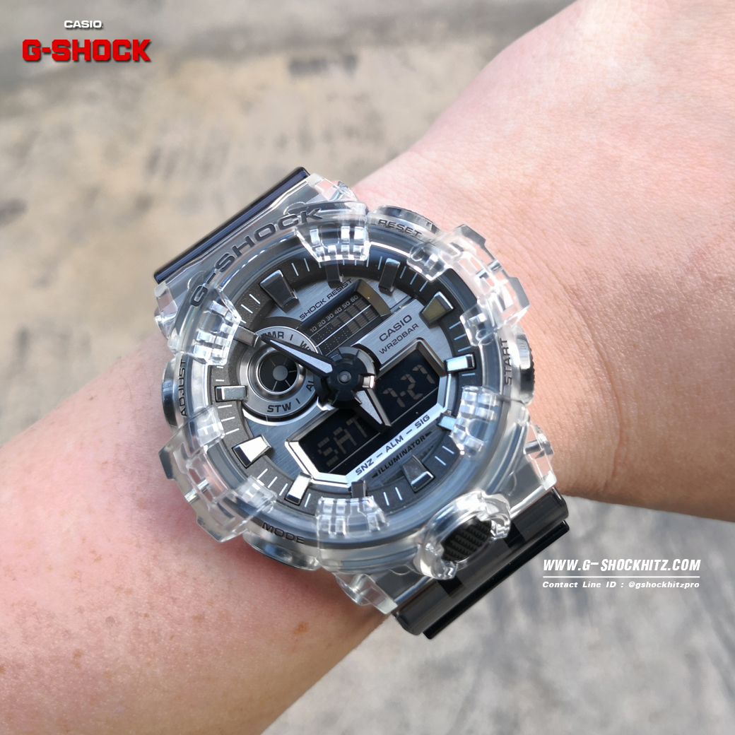 CASIO G-SHOCK นาฬิกาข้อมือ นาฬิกากันน้ำ นาฬิกาของแท้ ประกันศูนย์ CMG 1 ปี รุ่น GA-700SK-1A นาฬิกาสีใส