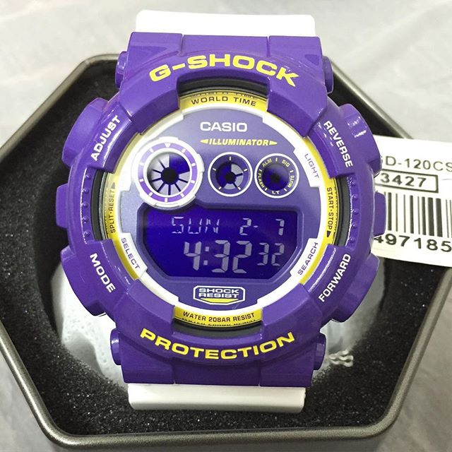 CASIO MID YEAR SALE G-SHOCK พร้อมส่ง นาฬิกาข้อมือ นาฬิกากันน้ำ นาฬิกาของแท้ ประกันศูนย์ CMG 1 ปี รุ่น GD-120CS-6 นาฬิกาสีม่วง