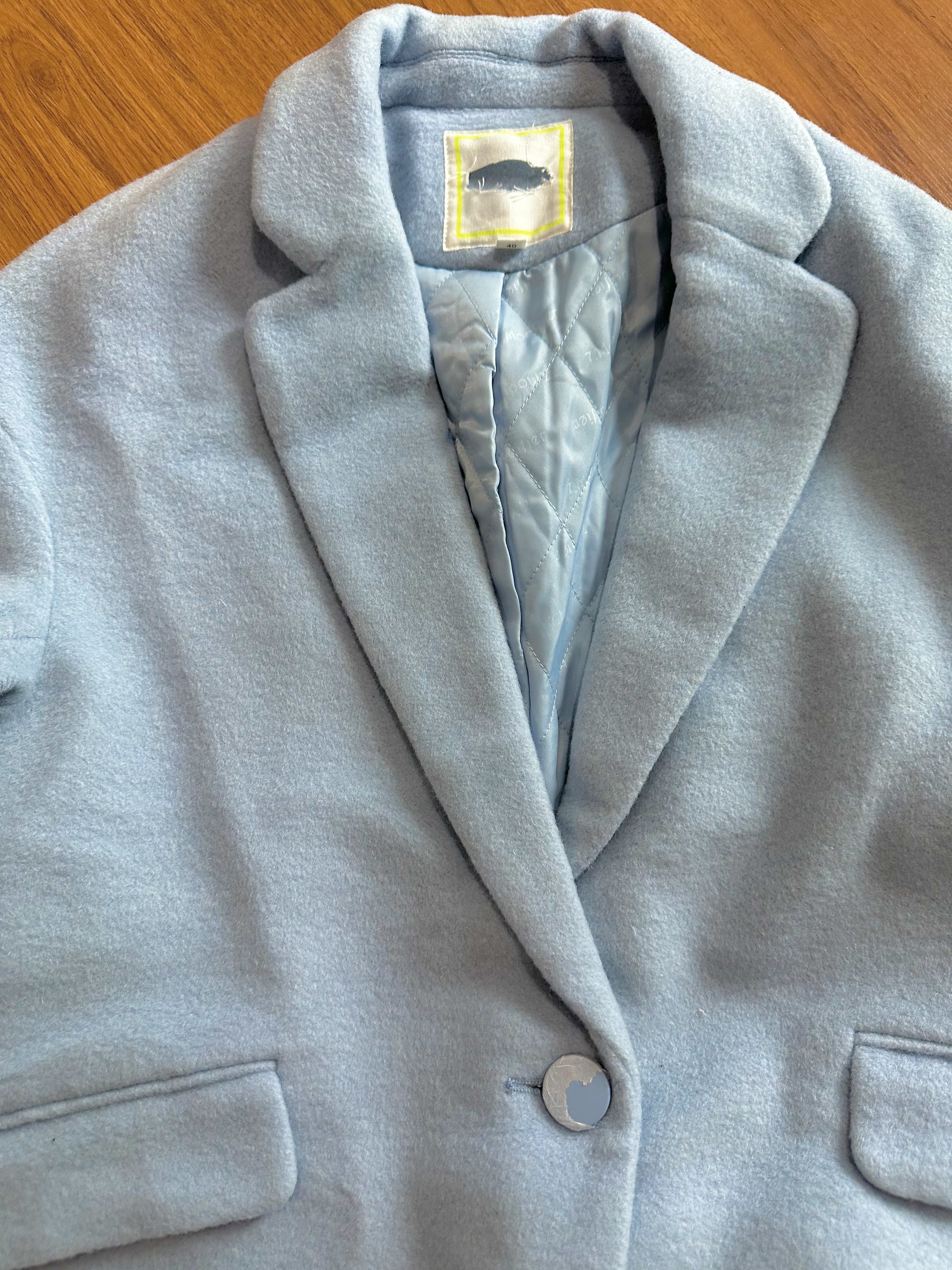 เสื้อโค้ท เสื้อกันหนาว เนื้อผ้าวูล โค้ทวูล สีฟ้าพาสเทล แบรนด์ 7.modifer