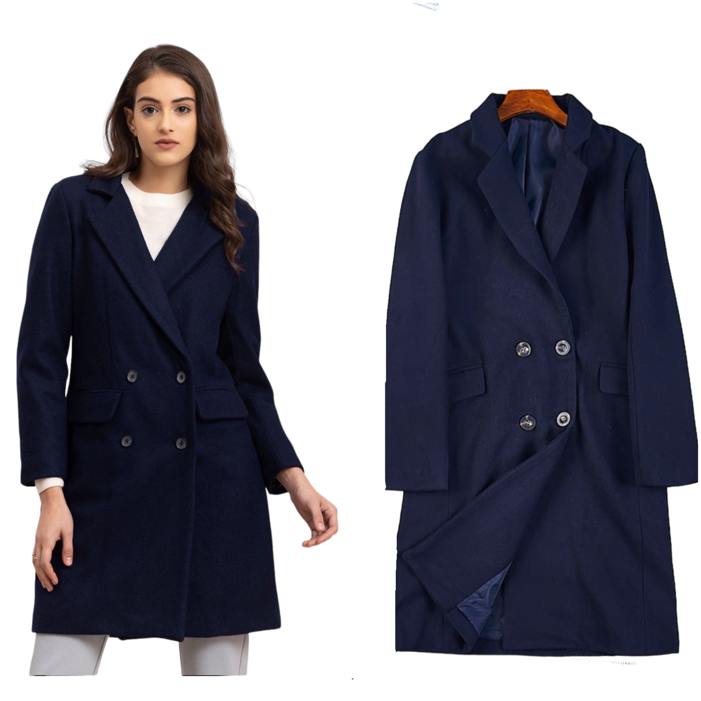 เสื้อโค้ทวูล Trench coat เสื้อโค้ทวูล โค้ทสีดำ แบรนด์ C&A สำเนา