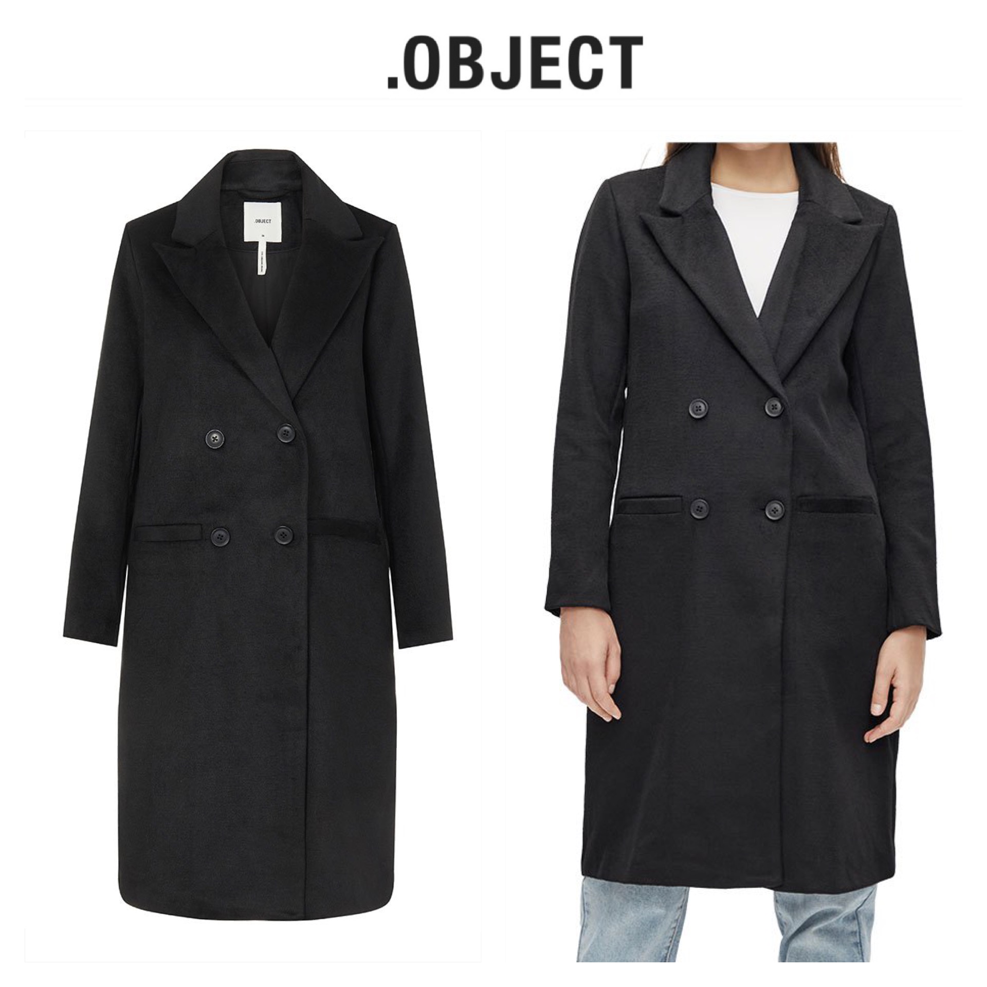 Object เสื้อโค้ท เสื้อกันหนาว เนื้อผ้าสักหลาดวูล สีน้ำตาลขมิ้น แบรนด์ .Object