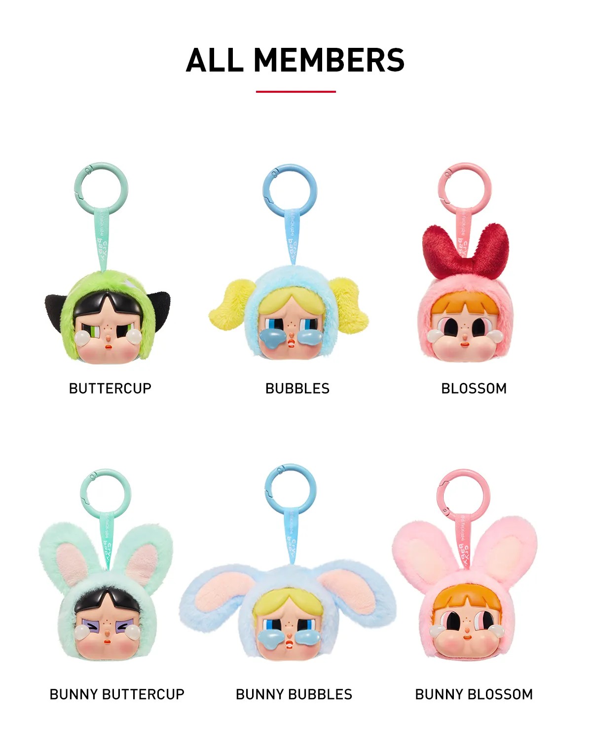 POPMART CRYBABY × Powerpuff Girls Series-Vinyl Face Plush Blind Box พวงกุญแจCRYBABY พวงกุญแจPOWERPUFFGIRLS