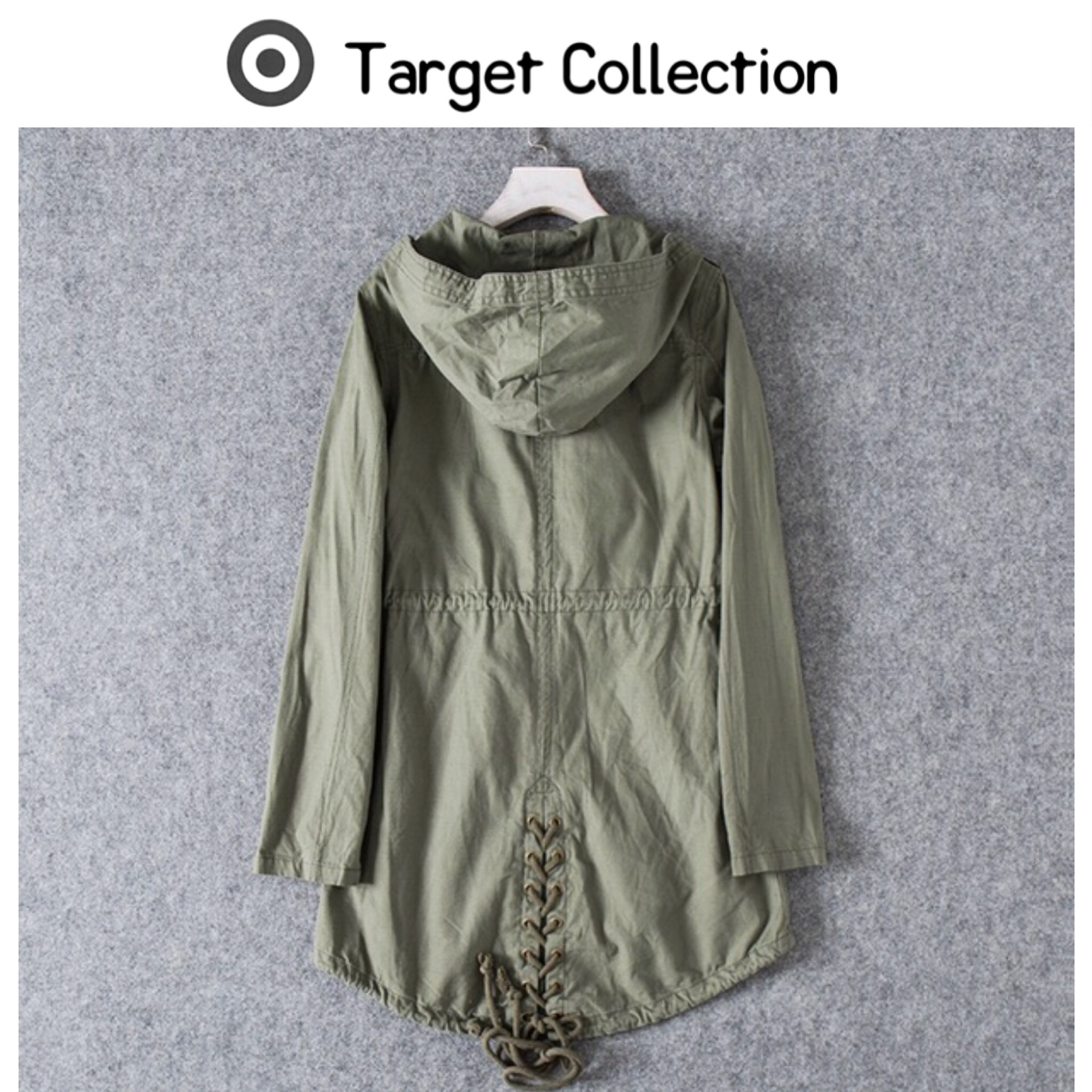 Target collection เสื้อฮู้ดทหาร เสื้อคลุม สีเขียวทหาร หมวกฮู้ด เสื้อปาร์กา เสื้อ นอก แบรนด์ TARGET COLLECTION เท่ห์มากคะ Size S/M/L/XL สำเนา เขียว