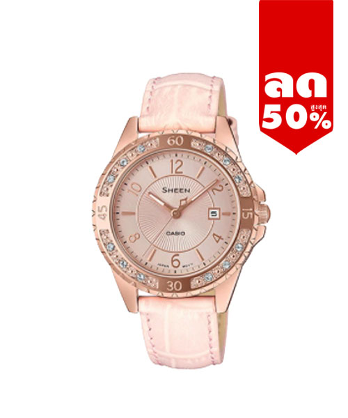 CASIO SHEEN นาฬิกาข้อมือ นาฬิกากันน้ำ นาฬิกาของแท้ ประกันศูนย์ CMG 1 ปี รุ่น SHE-4532PGL-4A นาฬิกาสีน้ำตาล
