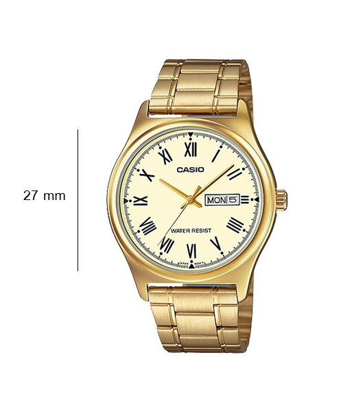 CASIO นาฬิกาคาสิโอ นาฬิกาข้อมือ นาฬิกากันน้ำ นาฬิกาของแท้ ประกันศูนย์ CMG 1 ปี รุ่น MTP-V006G-9B / LTP-V006G-9B นาฬิกาสีทอง