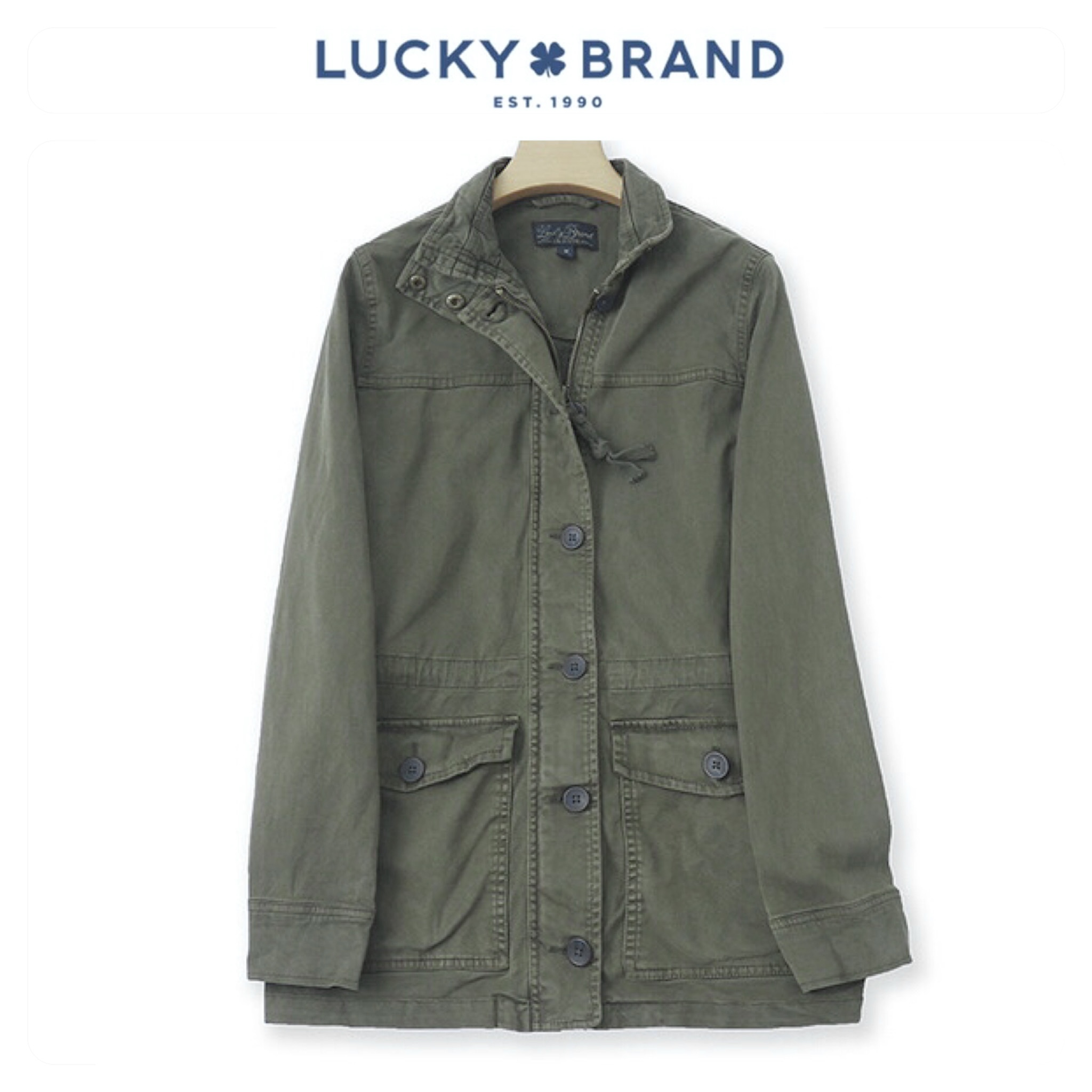 LUCKY BRAND เสื้อนอกเขียวทหาร เสื้อแจ็คเก็ต แนวทหาร แพทเทิน Lucky brandสวย เท่ห์ มาก แบรนด์ In extenso สำเนา เขียว
