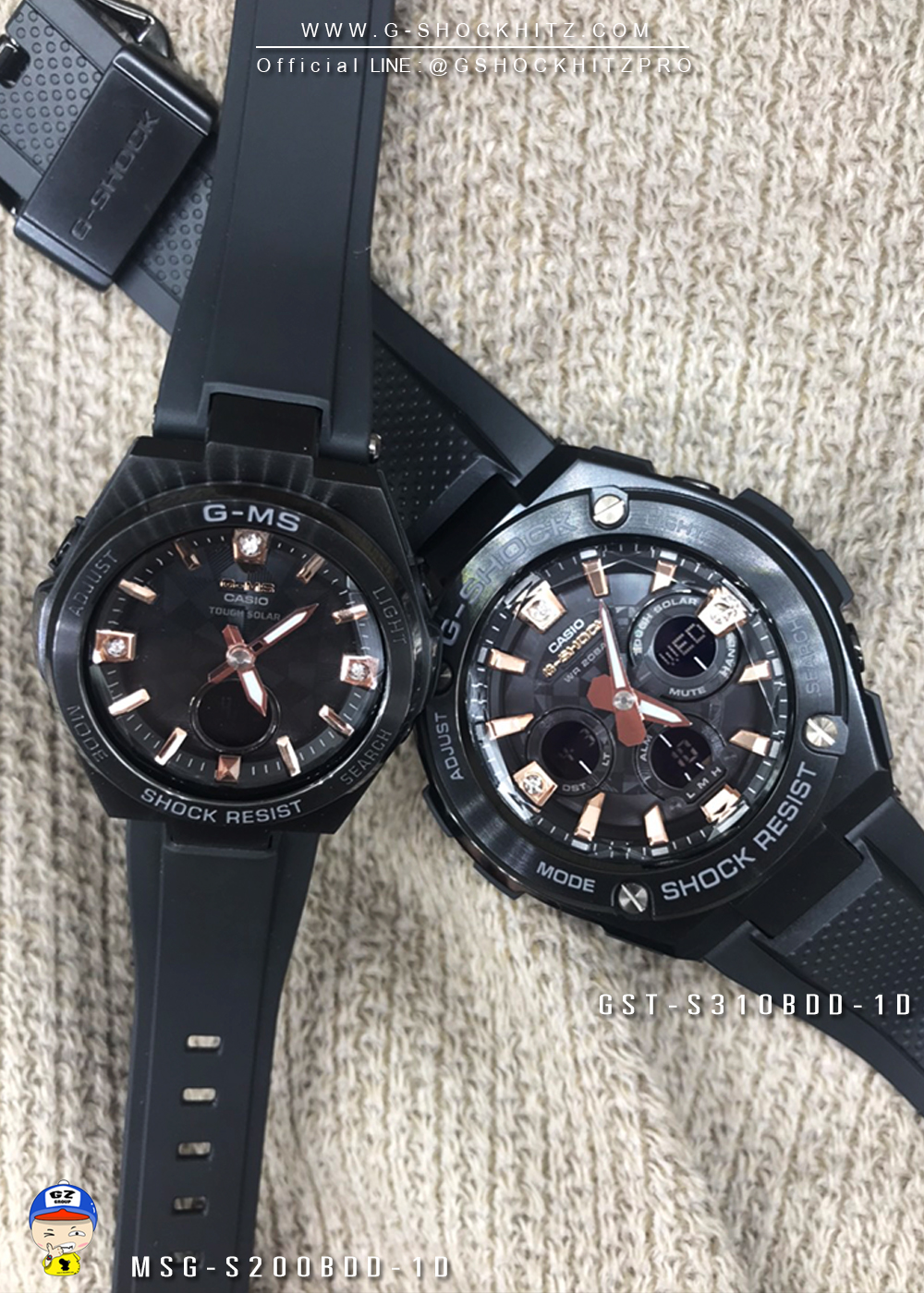 CASIO G-SHOCK นาฬิกาข้อมือ นาฬิกากันน้ำ นาฬิกาของแท้ ประกันศูนย์ CMG 1 ปี รุ่น GST-S310BDD-1AXMSG-S200BDD-1A นาฬิกาสีดำ