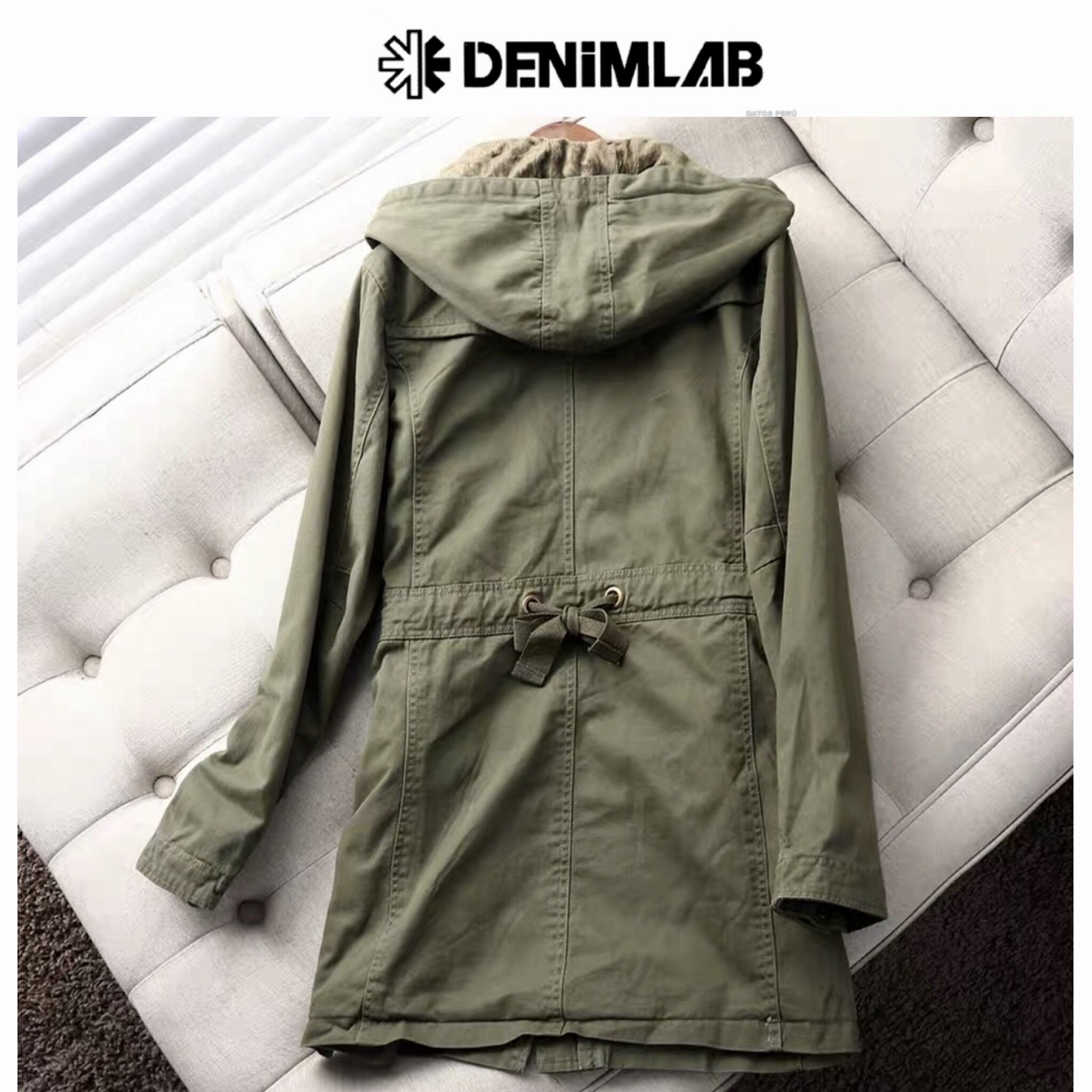 Denim lab เสื้อฮูท เสื้อคลุม เสื้อปาร์กา กันหนาว ดำ แบรนด์ america nino แต่งซับขนอุ่น (ฮู้ดถอดได้คะ) ดำ