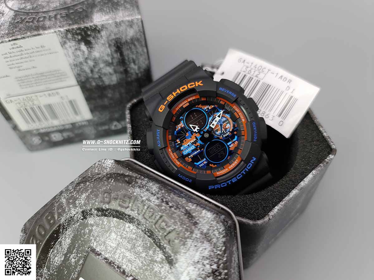 CASIO G-SHOCK นาฬิกาข้อมือ นาฬิกากันน้ำ นาฬิกาของแท้ ประกันศูนย์ CMG 1 ปี รุ่น GA-140CT-1A นาฬิกาสีดำ