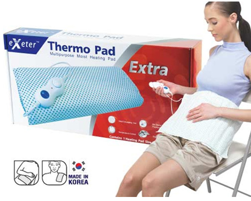 แผ่นความร้อนไฟฟ้า Exeter Thermo Pad ขนาด 40x60 ซม. ใช้ประคบเพื่อบรรเทาอาการปวดเมื่อยกล้ามเนี้อ สามารถปรับอุณหภูมิได้ เหมาะสำหรับบุคคลที่นั่งเป็นเวลานานๆ รับประกัน 2 ปี