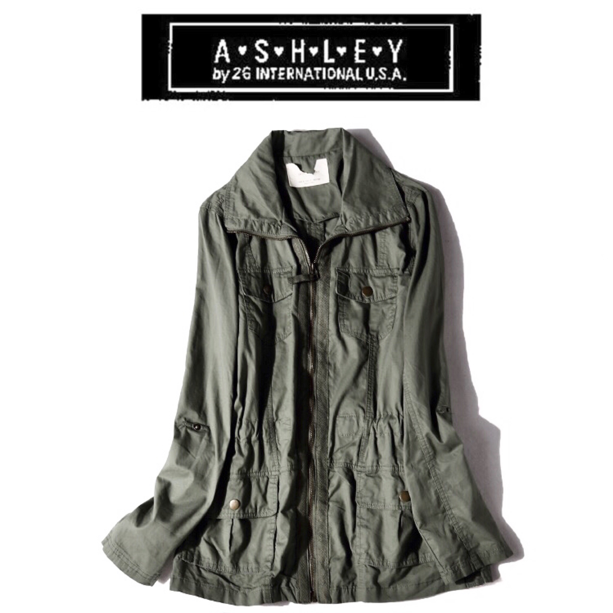 เสื้อคลุม เสื้อทหาร เสื้อนอก เขียวเข้ม งานแนวๆ แบรนด์ ASHLEY สวยเท่ห์ สำเนา เขียวเข้ม