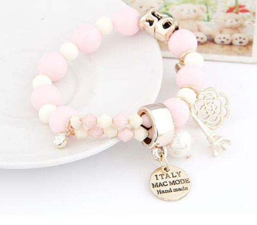 สร้อยข้อมือ Hand made สร้อยข้อมือแฟชั่น ผู้หญิง แบบหวาน ๆ ห้อยตุ้งติ้ง จี้หอไอเฟล ดอกไม้ ป้าย ลาย Italy Mac Mode 791200