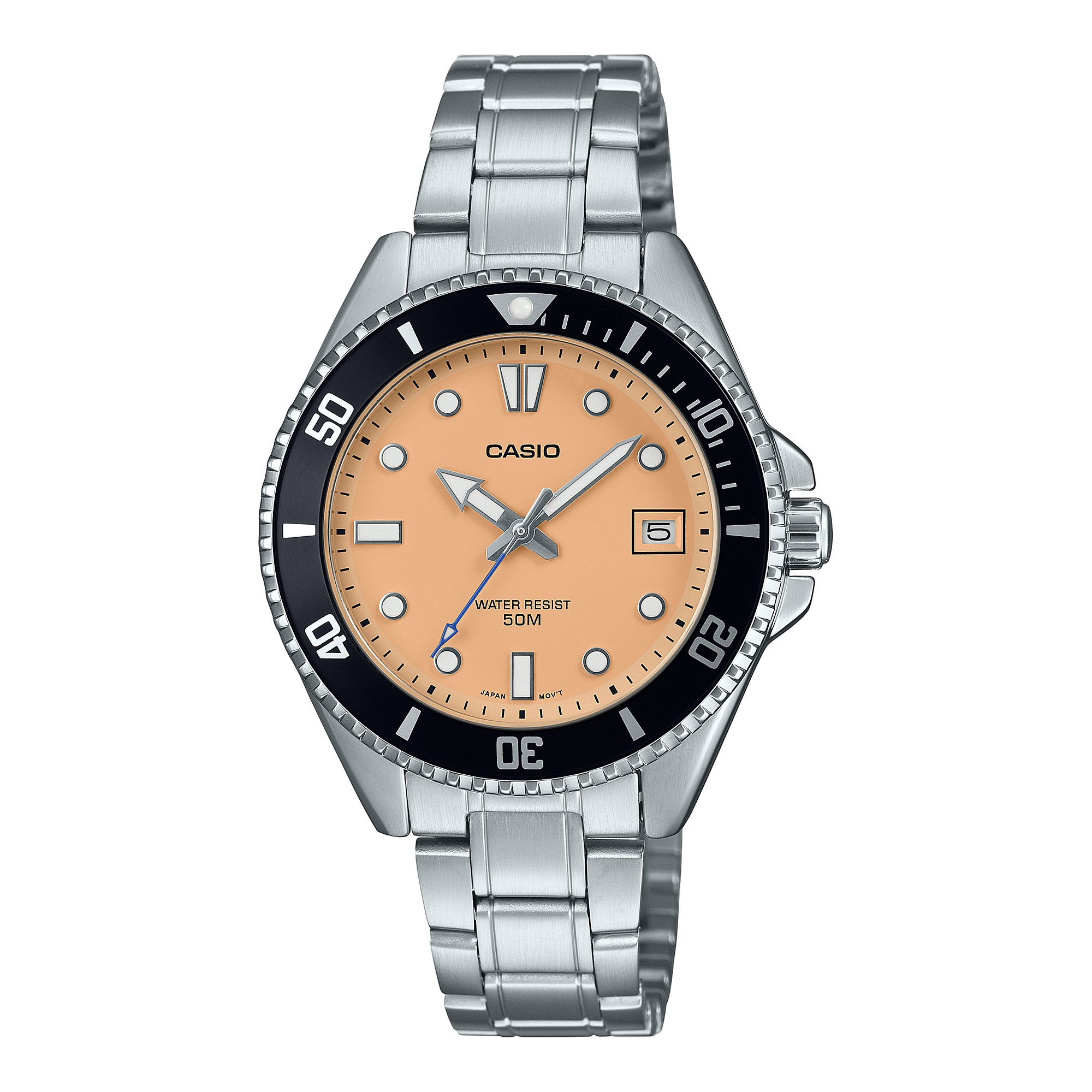 CASIO นาฬิกาคาสิโอ นาฬิกาข้อมือ นาฬิกากันน้ำ นาฬิกาของแท้ ประกันศูนย์ CMG 1 ปี รุ่น สำเนา MDV-10D-4A2 นาฬิกาสีเงิน