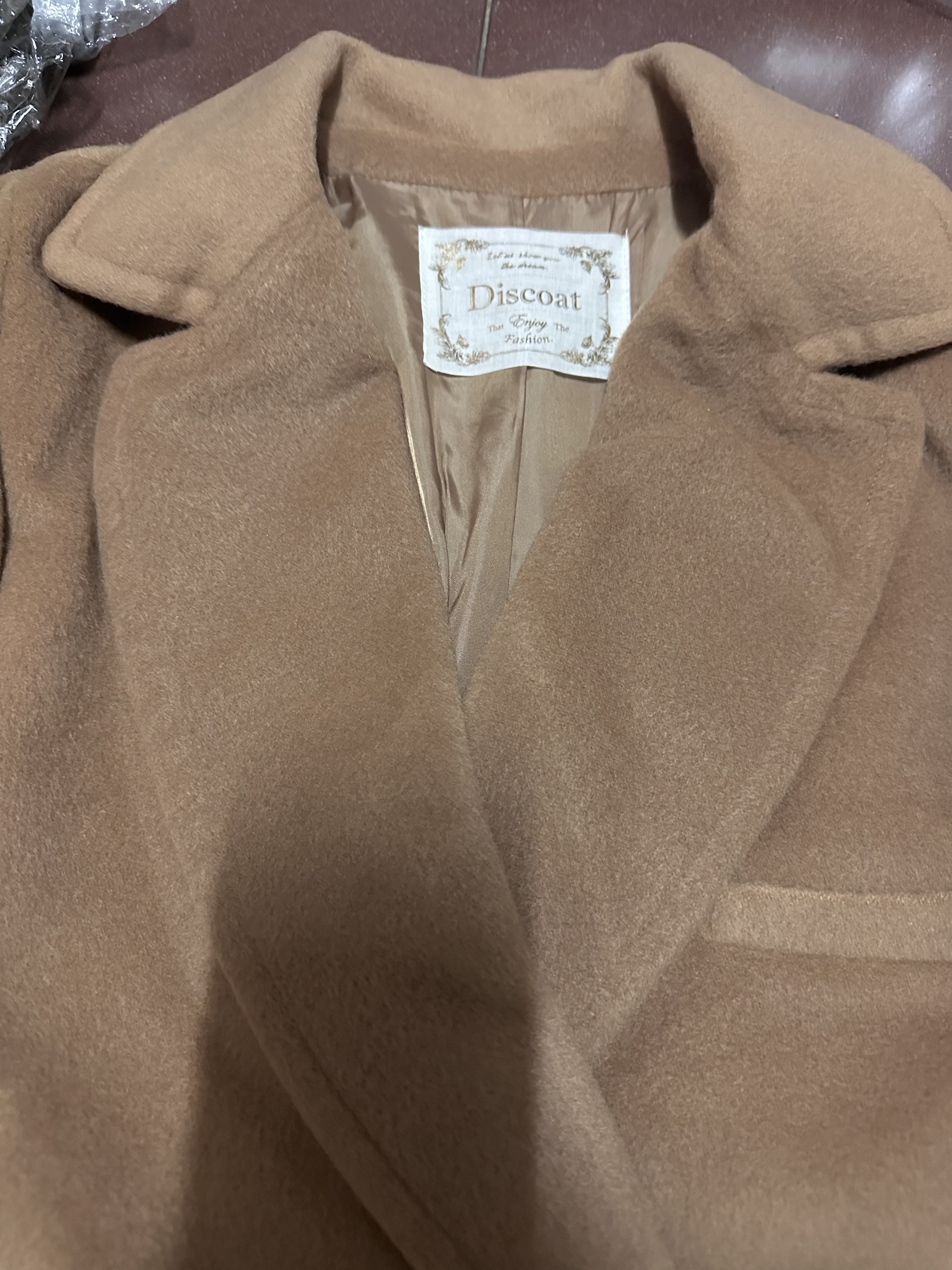 เสื้อโค้ท peacoat เสื้อโค้ทเฟอร์ โค้ทสักหลาดสีน้ำตาลกากี แบรนด์ DISCOAT(Japan)