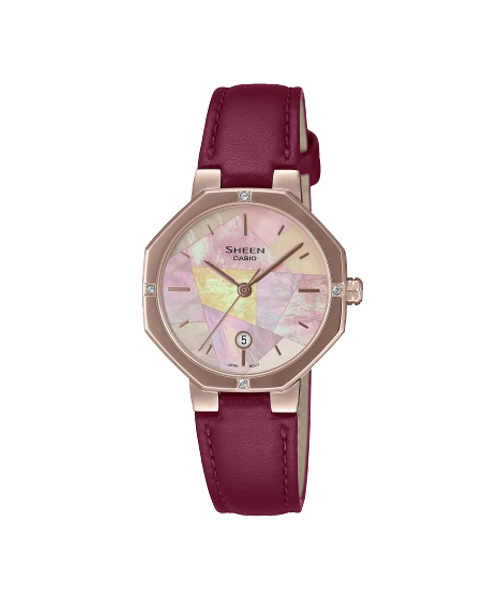 CASIO SHEEN นาฬิกาข้อมือ นาฬิกากันน้ำ นาฬิกาของแท้ ประกันศูนย์ CMG 1 ปี รุ่น SHE-4543CGL-4A นาฬิกาสีแดง