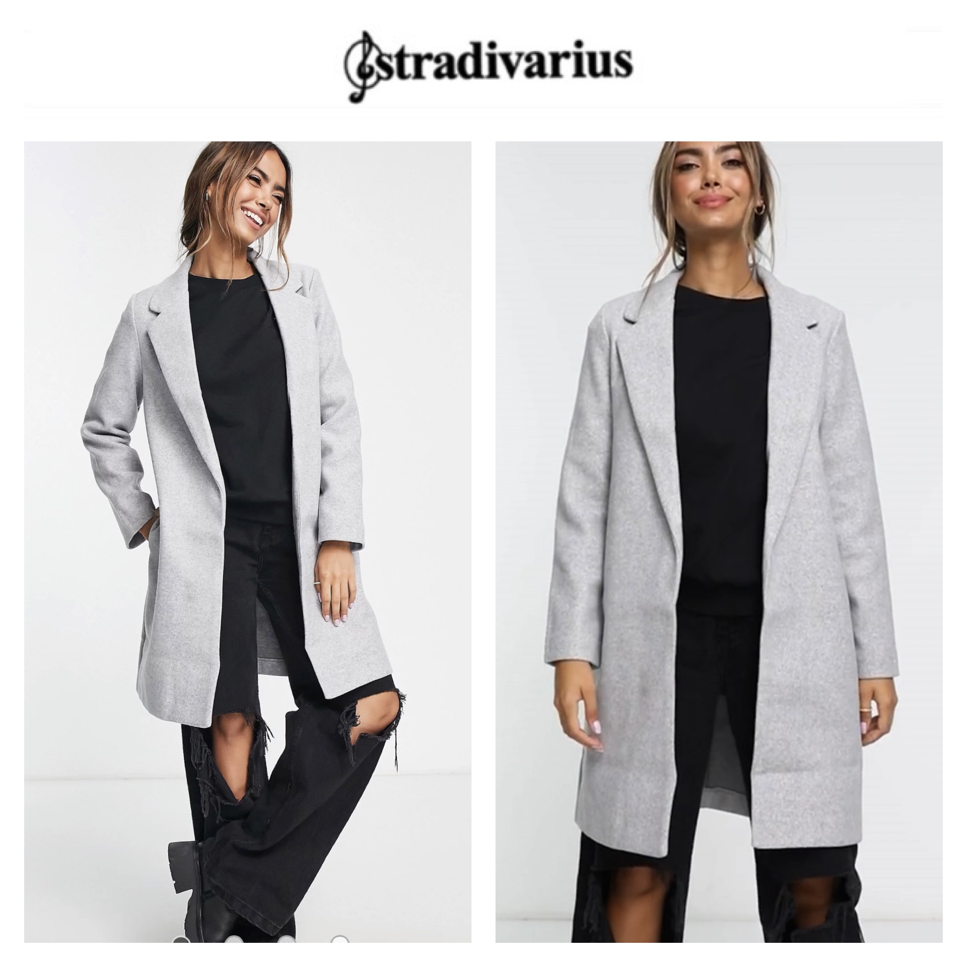 เสื้อโค้ท เสื้อโค้ทกันหนาว โค้ทวูล tailored knot coat สีเบจ แบรนด์ STRADIVARIUS สำเนา