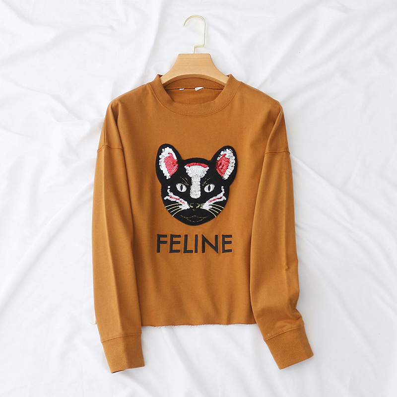 เสื้อหนาวไหมพรม สีดำ ลายปักเลื่อม หน้าเสือ FELINE เนื้อผ้ายืด นุ่ม สวย งานญี่ปุ่น sinsay คะ Size L