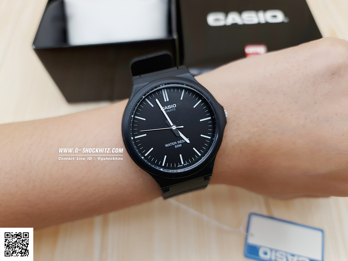 CASIO นาฬิกาคาสิโอ นาฬิกาข้อมือ นาฬิกากันน้ำ นาฬิกาของแท้ ประกันศูนย์ CMG 1 ปี รุ่น MW-240-1E นาฬิกาสีดำ