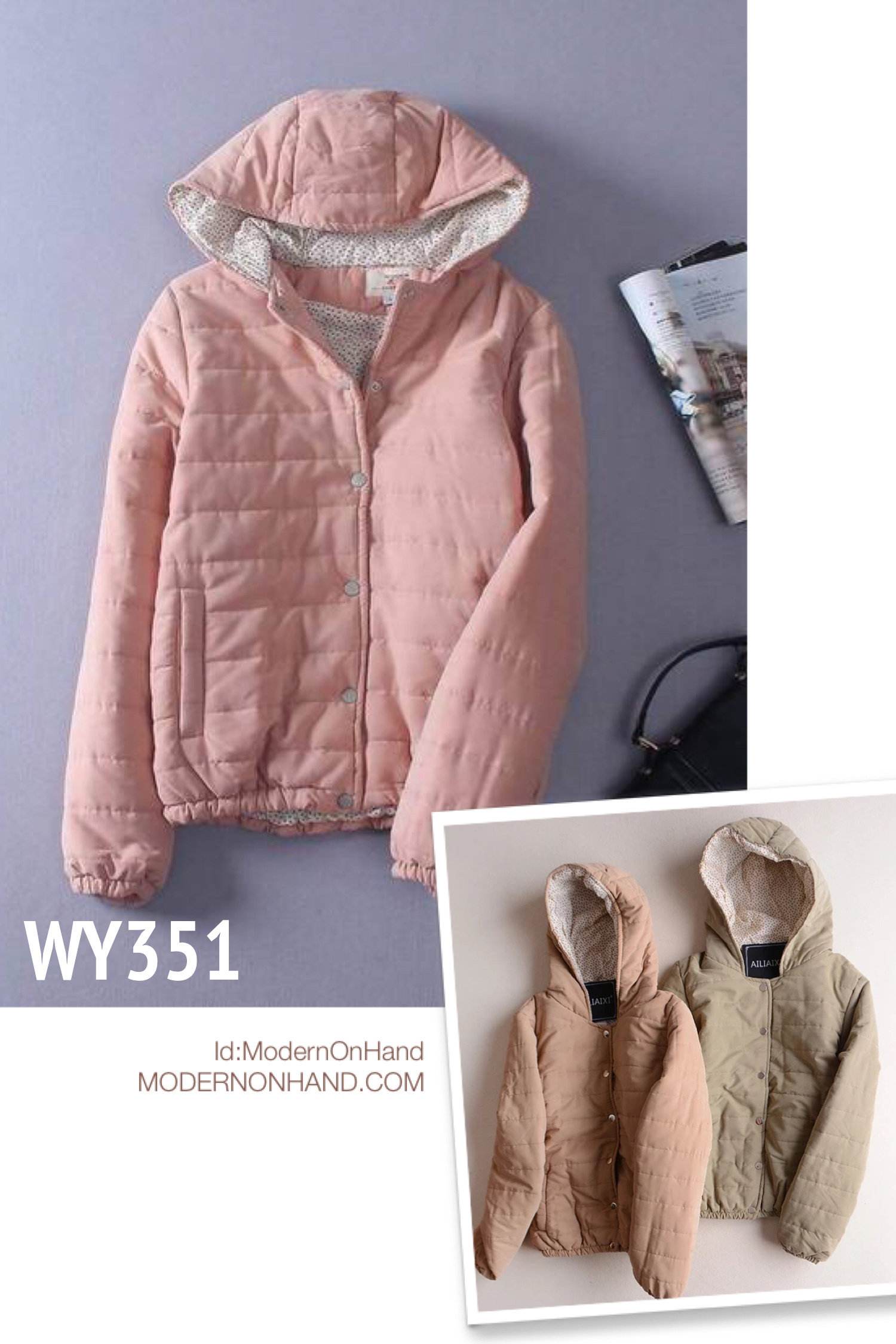 เสื้อกันหนาว เสื้อหนาว บุนวม หมวกฮูท สีชมพู หวาน ด้านในแต่งซับผ้าฝ้าย ลายดอกเหลือง น่ารัก มากๆคะ
