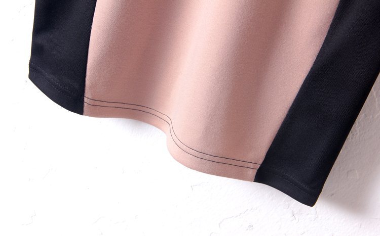 ชุดเดรสสั้นผ้ายืด ทรงสอบ แต่งลูกไม้ปัก สีนูท-ดำ คัทติ้งเทพมากค่า size S ,M