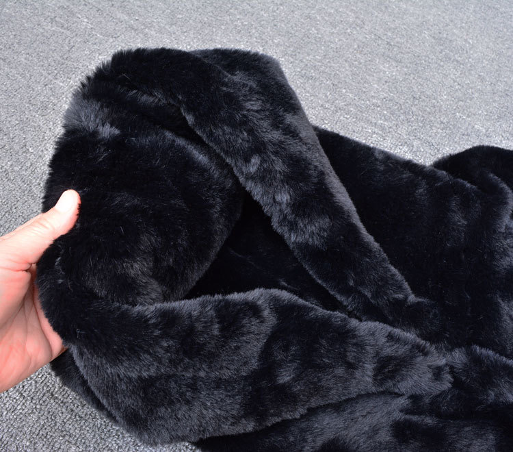 เสื้อเฟอร์กันหนาว หมวกฮู้ด เสื้อขน Fluffy coat แบรนด์ pimkie สำเนา ดำ