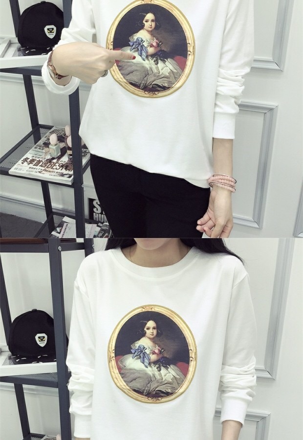เสื้อวอร์ม เสื้อกันหนาว สีขาว แต่งสกรีนลาย แนว OLD SCHOOL สวย เท่ห์ แนวๆ คะ