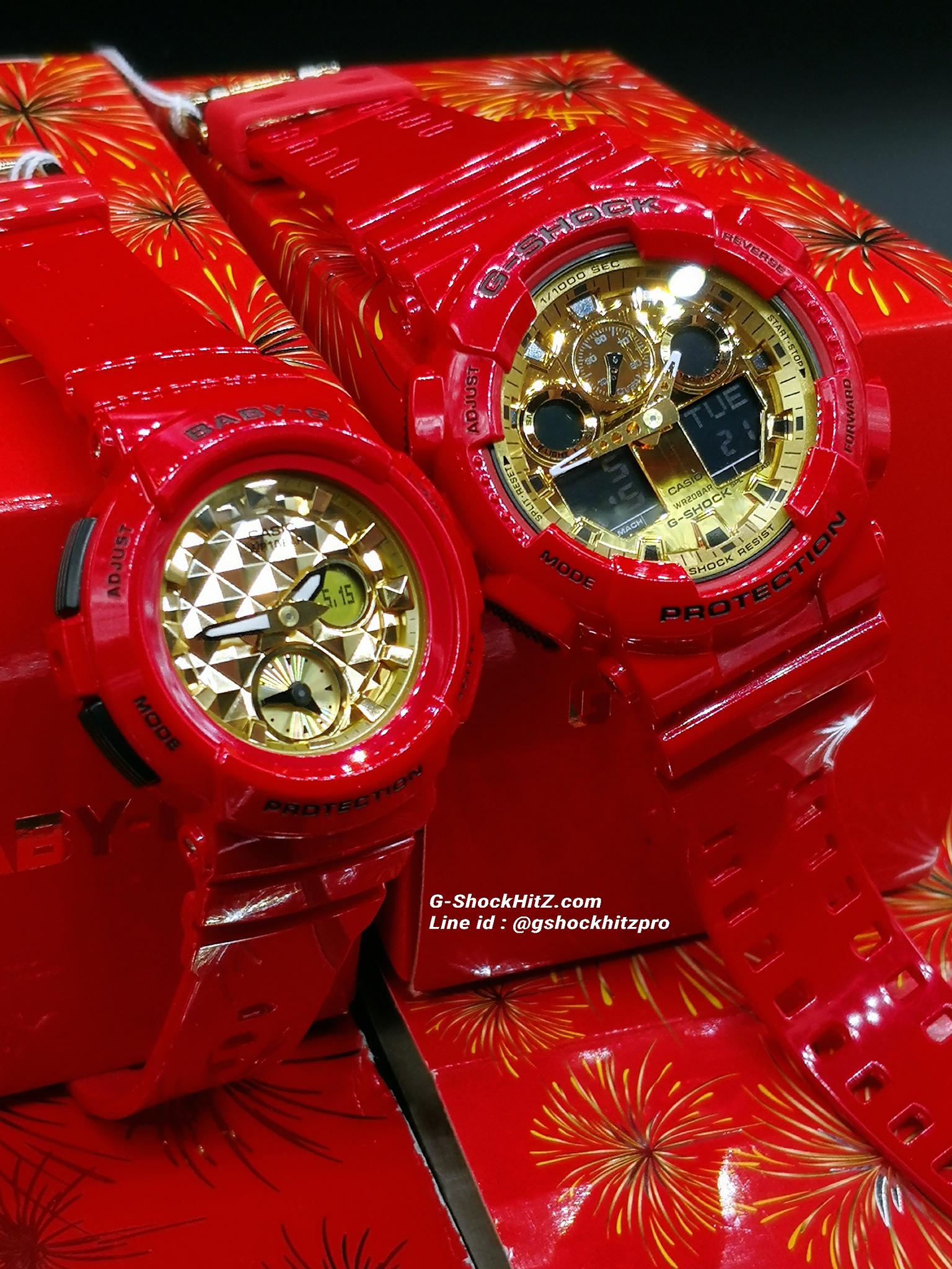 CASIO G-SHOCK นาฬิกาข้อมือ นาฬิกากันน้ำ นาฬิกาของแท้ ประกันศูนย์ CMG 1 ปี รุ่น GA-100VLA-4A นาฬิกาสีแดง