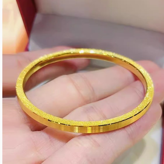 กำไลข้อมือ ทอง พ่นทราย แบบหนา สวยหรู ใส่เรียกเงิน เรียกทอง กำไลทอง มงคล เสริมบารมี 807913